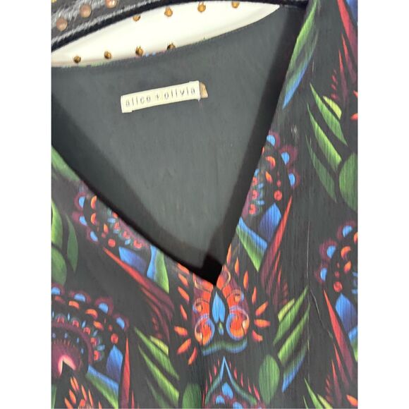 Alice + Olivia 'Lyla' Ombre Deco Print Chiffon Blouson Dress S - Picture 9 of 9